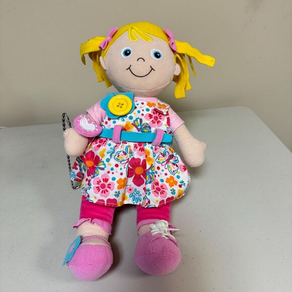 Kidoozie Dress Me Emily Doll Kids Teaching Skills Buttons Hook Loop Zipper Plush - Picture 1 of 8